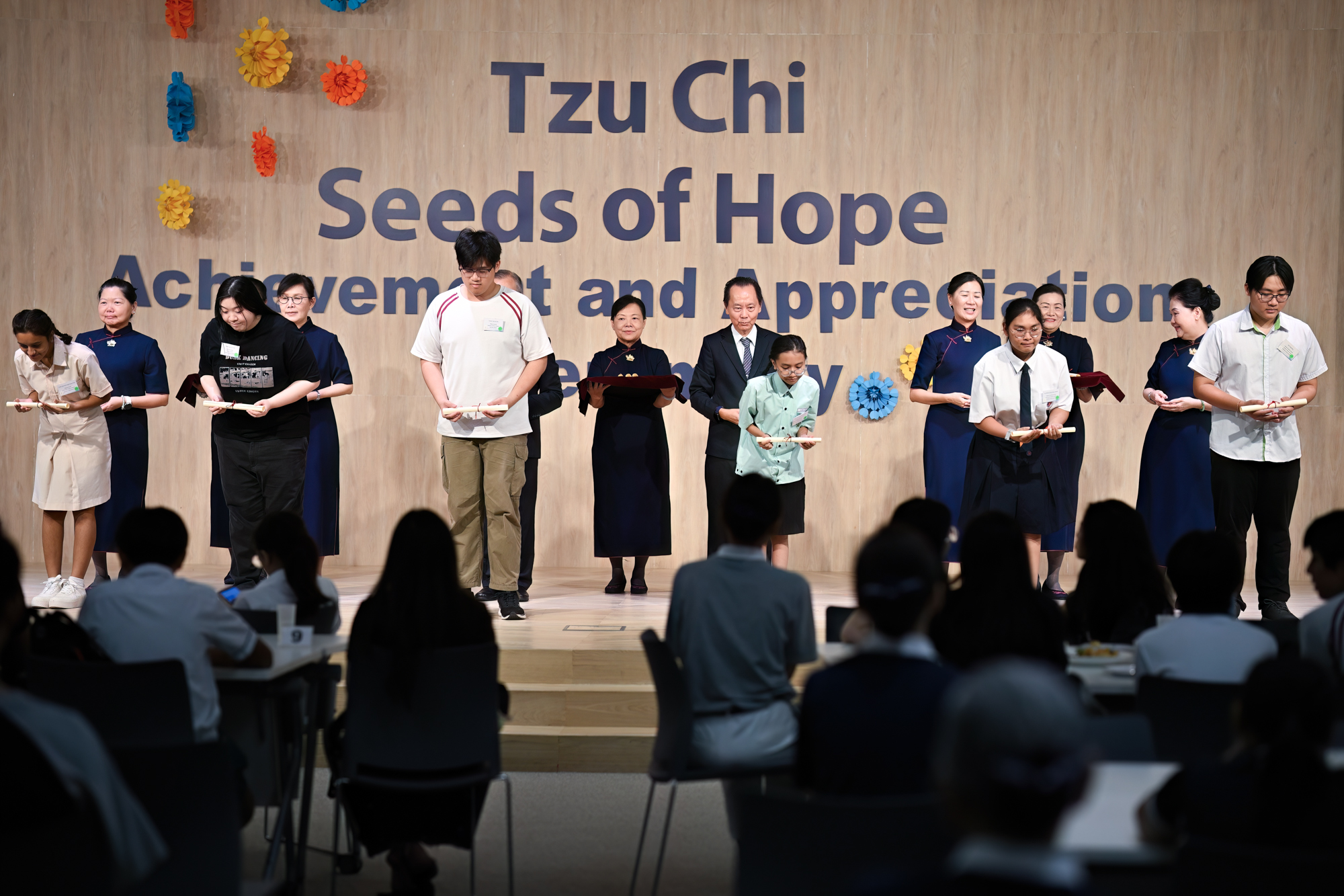 Seeds of Hope Achievement and Appreciation Ceremony primarily serves to recognise and encourage students facing adversities to persevere in their learning, with a total of 57 award recipients this year. (Photo by Lai Tong Heng)